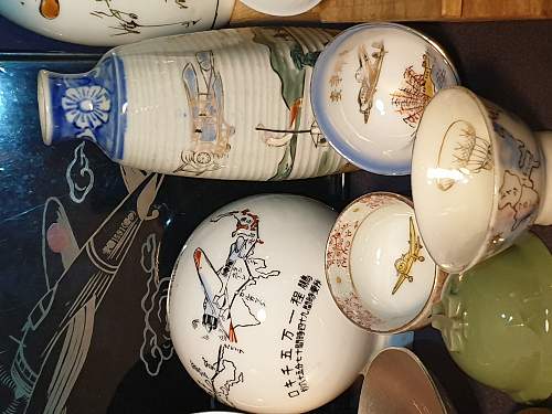 WW1 and WW2 Japanese Aviation sake cups and memoribilia.