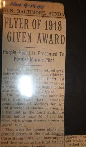 WW1 Marine Pilot / 2 Victories / Navy Cross