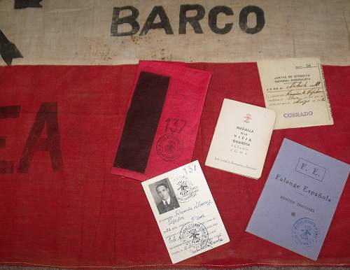 Spanish Civil War Militia Banner, Armband &amp; ID papers