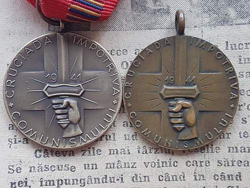 Romanian Crusade against communism medal types