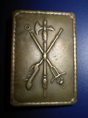 Spanish african army belt buckle from blue division positions , leningrad front