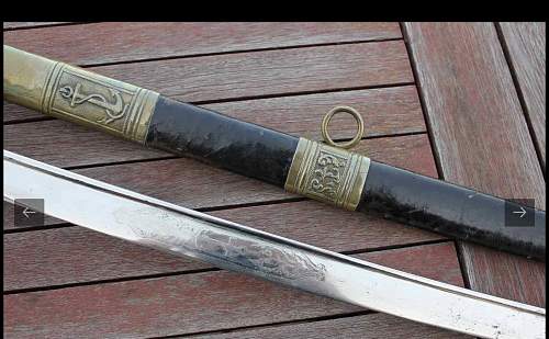 Prewar Royal Hungarian River Flottilla Officer’s engraved sword, 100% original Prewar ?