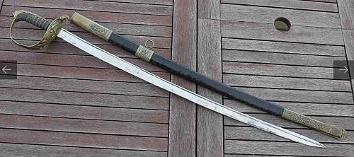 Prewar Royal Hungarian River Flottilla Officer’s engraved sword, 100% original Prewar ?