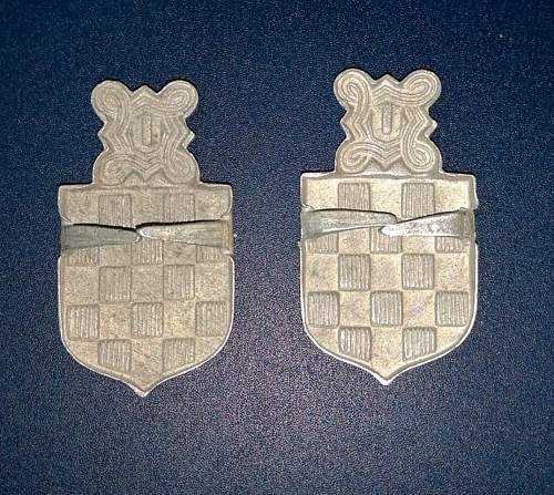 My 2 Ustasha Field Cap badges .