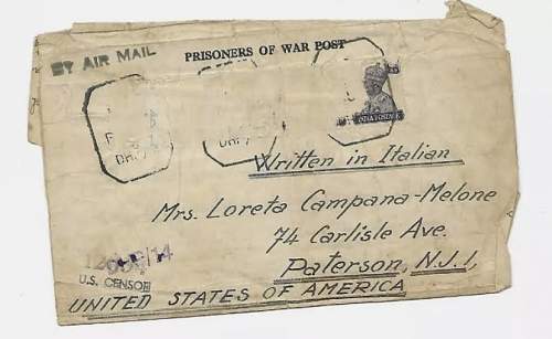 WW2 Era Letter Written by Italian Prisoner of War. Sent to the U.S.