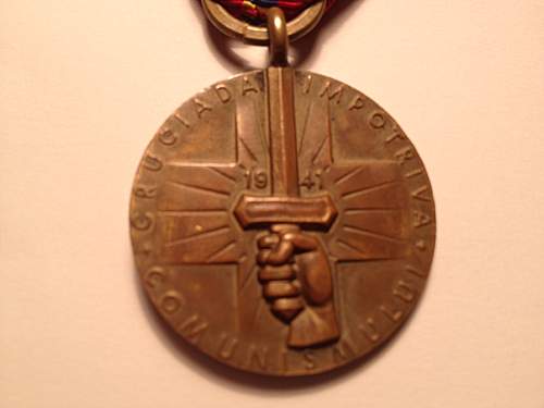 Romanian Crusade Against Communism Medal 1942-1944