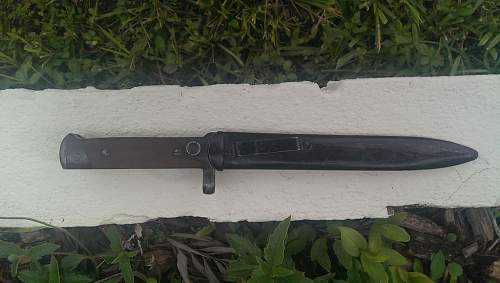 Authentic WW II Italian Folding Carcano Bayonet 1938 with scabbard