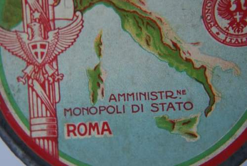 Italian Fascist era Tobacco Tin with Contents !