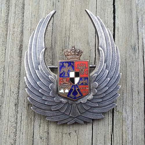 Early war Romanian Pilot Observer Badge with U.S.Vet bring home ID.