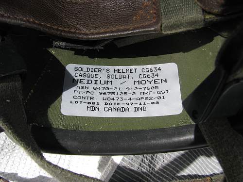 Canadian CG634 Balistic Kevlar Helmet