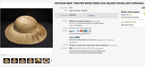 Vietnam civillian made reed sun helmet