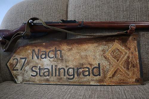 Original &quot;Nach Stalingrad&quot; sign from the 14th Panzer Division