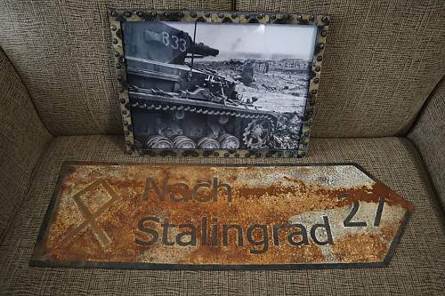 Original &quot;Nach Stalingrad&quot; sign from the 14th Panzer Division