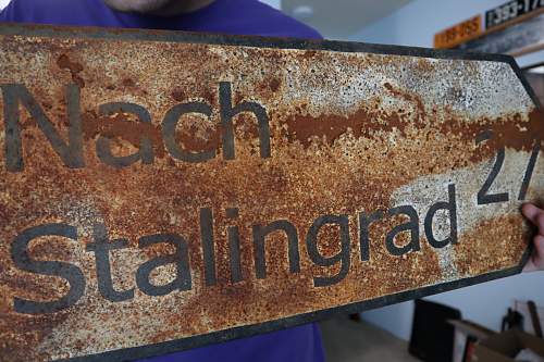 Original &quot;Nach Stalingrad&quot; sign from the 14th Panzer Division