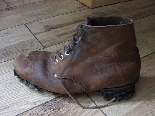 Normandy found German brown ankle boot and restoration.