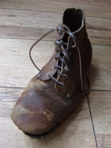 Normandy found German brown ankle boot and restoration.