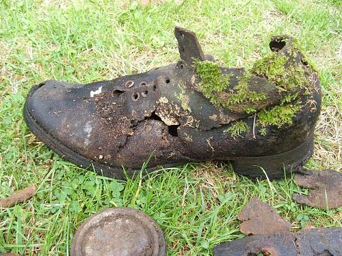 Normandy found German brown ankle boot and restoration.