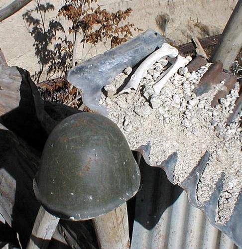 Soviet helmet w/ bones in Afghanistan