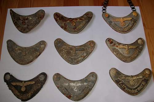 Feldgendarmerie gorgets, ID`s and some helmets