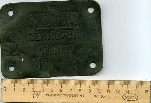 WW1 German Data Plate: from what item?
