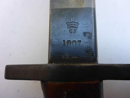 Identifying regiment mark on 1907 bayonet