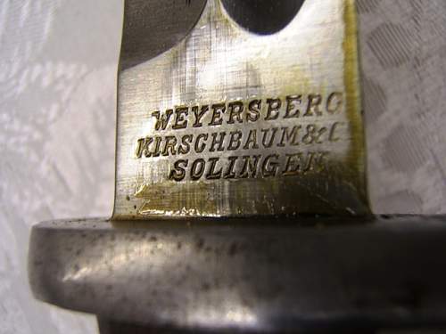 Weyersberg Kirschbaum made bayonet marked &amp; numbered