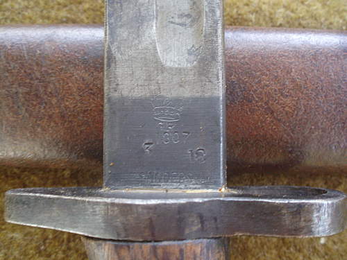 British SMLE 1907 Pattern Sanderson Bayonet Dated May 1918