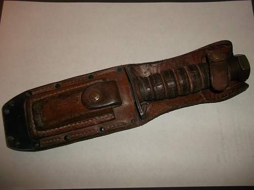 &quot;Salty&quot; ONTARIO Jet Pilot's Knife with writing on scabbard