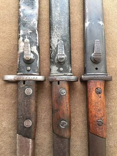 Yugoslav Model 1924 bayonets, original production and German captured