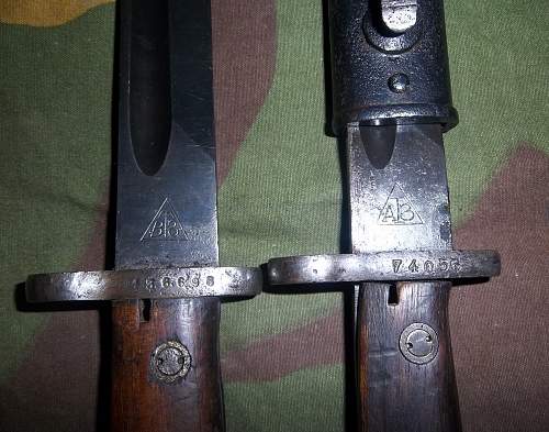 Yugoslav Model 1924 bayonets, original production and German captured