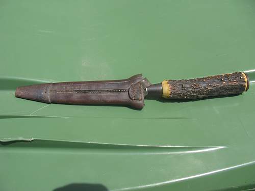 WW1 German Stag handle &quot;My lifesaver&quot; Trench knife Soldier Stab Etch