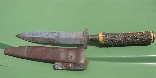 WW1 German Stag handle &quot;My lifesaver&quot; Trench knife Soldier Stab Etch