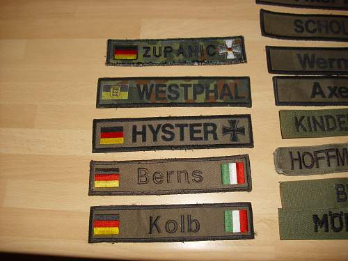 BW Namenschilds.........name tapes.