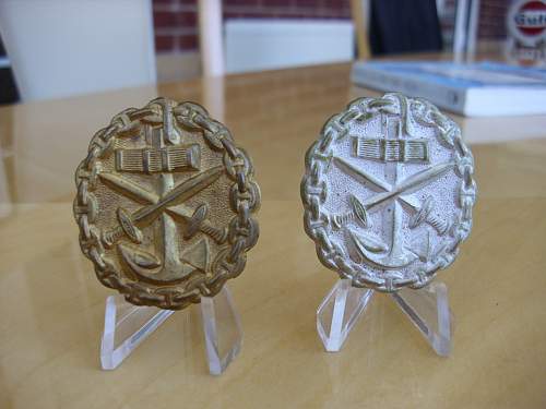 Post war Imperial Naval wound badges...........