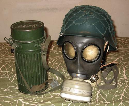 West German gas mask dated 1958 with cannister