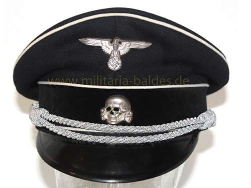 Black SS Officer's cap, no tag, no logo