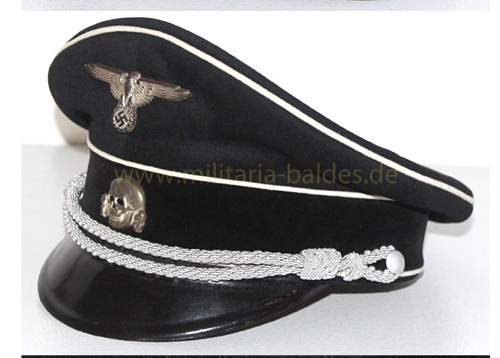 Black SS Officer's cap, no tag, no logo