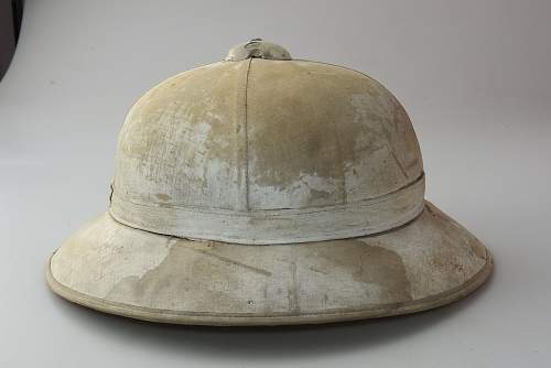 Salty white washed French-made pith helmet