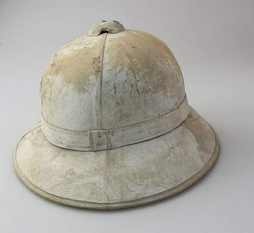 Salty white washed French-made pith helmet