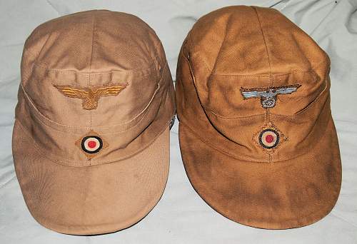 Kriegsmarine M40 tropical cap &amp; Heer tropical EM/NCO cap