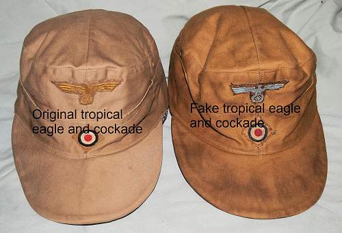 Kriegsmarine M40 tropical cap &amp; Heer tropical EM/NCO cap