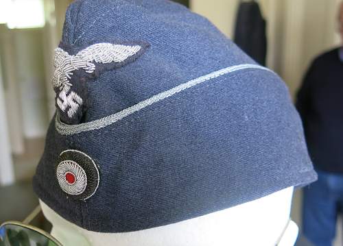 Luftwaffe Officer side cap (overseas cap) with bullion insignia.