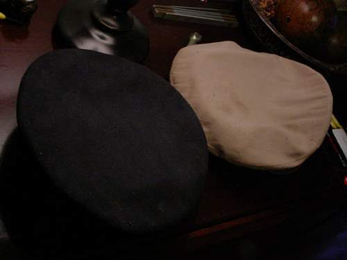 WW2 crusher cap and navy cap from high school theater wardrobe