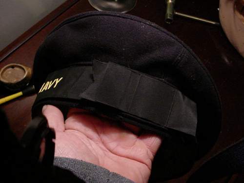 WW2 crusher cap and navy cap from high school theater wardrobe