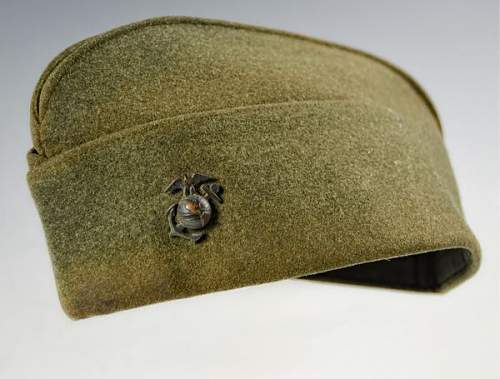 Salty WW II U.S. Marine corps enlisted mans overseas cap