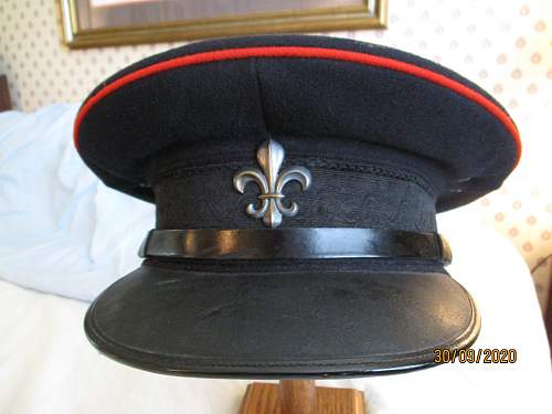 Two British officer visor caps