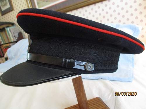 Two British officer visor caps