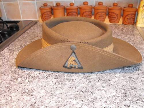 WW2 south african made slouch hat 26th Indian div.