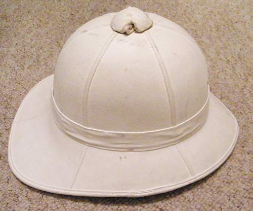 White painted commonwealth wolseley pattern pith helmet.