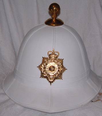 White painted commonwealth wolseley pattern pith helmet.
